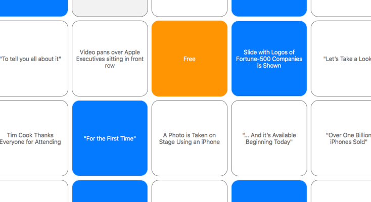 Apple Keynote Bingo